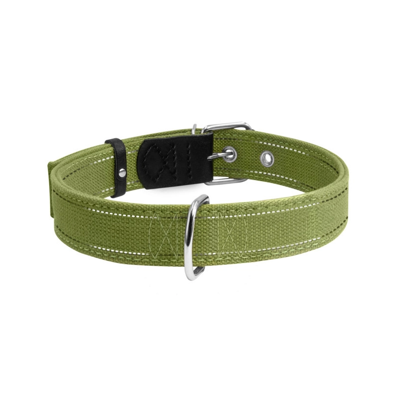 CoLLaR нашийник для собак XL - з бавовняної стрічки, подвійний, зелений (4820082490928) 