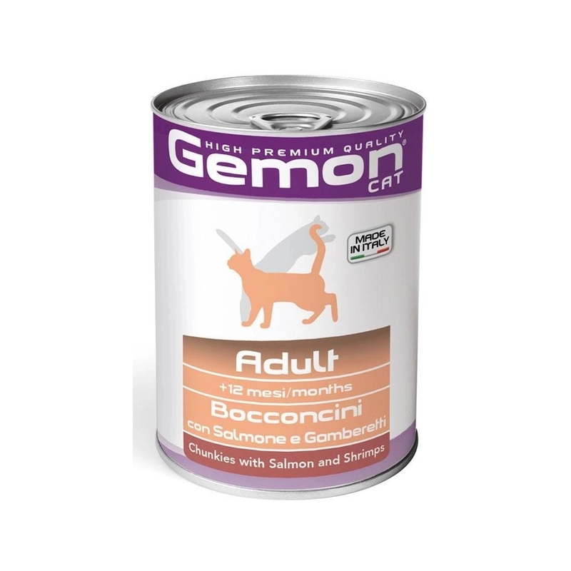 Gemon Adult Bocconcini ВОЛОГИЙ КОРМ Економ коти (з лососем та креветкою) 415 г 