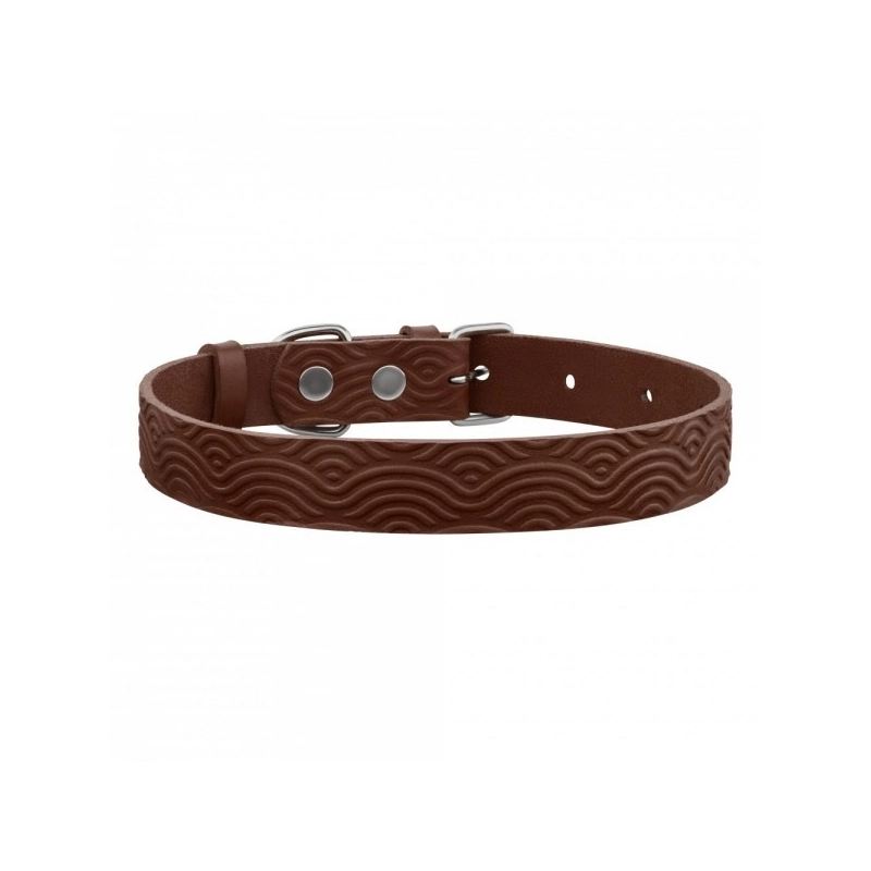 BronzeDog Classic нашийник для собак M - з тисненням Хвиля, шкіряний, коричневий (2007033047406)  - фото 1