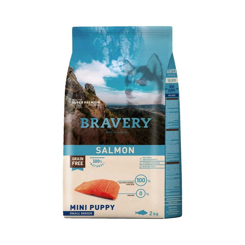 BRAVERY сухой корм для щенков мелких пород 600 г - с лососем (8436538949221) 