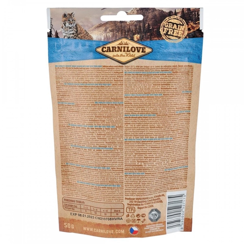 Carnilove Crunchy Snack лакомство для кошек 50 г - с лососем и мятой (8595602527175)  - фото 2