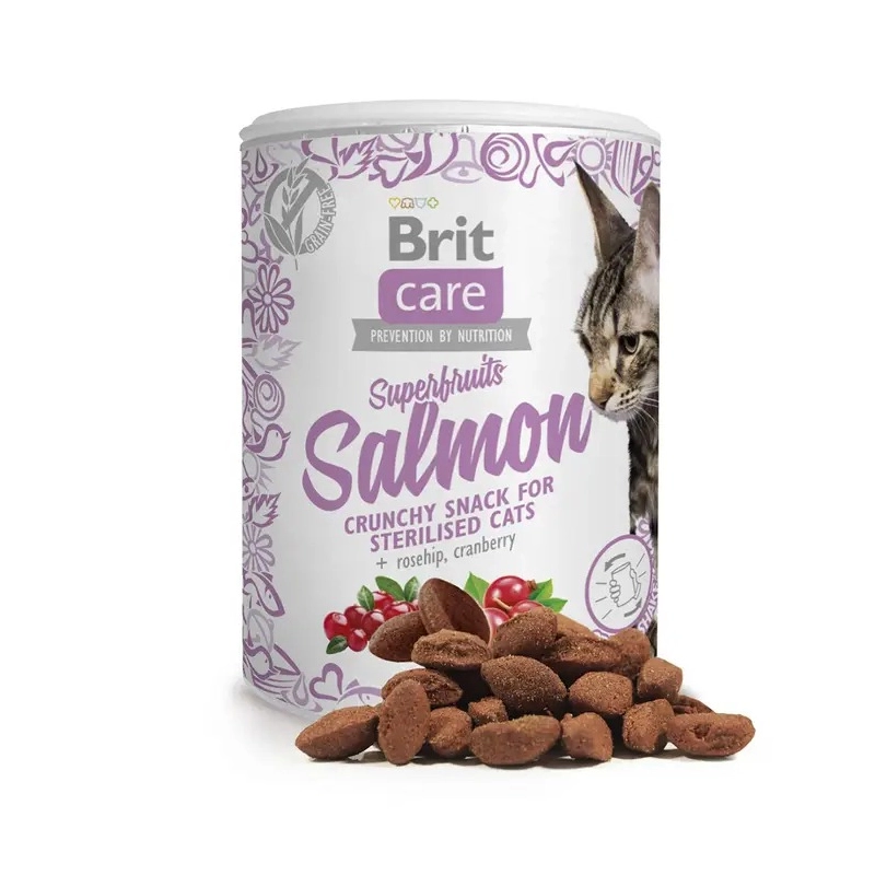 Brit Care Superfruits Salmon Crunchy Snack ЛАСОЩІ Супер-преміум коти (з лососем) 100 г  - фото 2