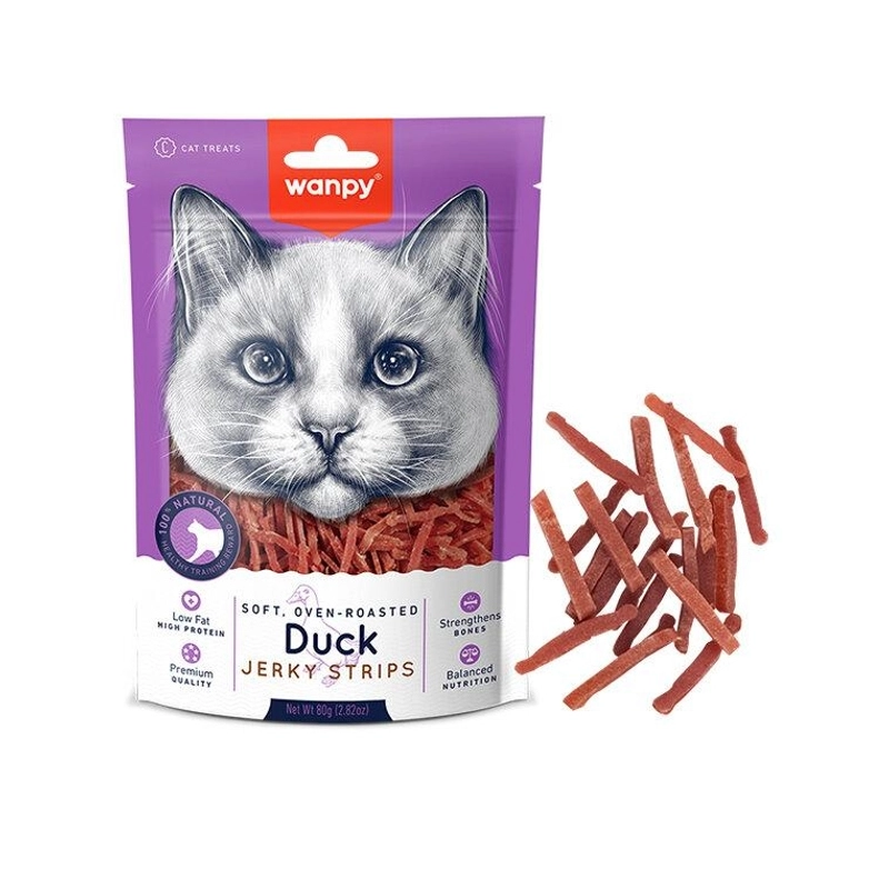 Wanpy Soft Duck Jerky Strips ЛАСОЩІ Premium коти (в'ялене філе) 80 г 
