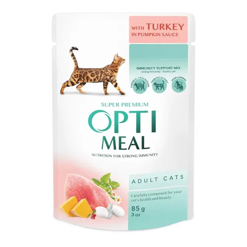 Optimeal Adult ВОЛОГИЙ КОРМ Супер-преміум коти (з індичкою) 85 г