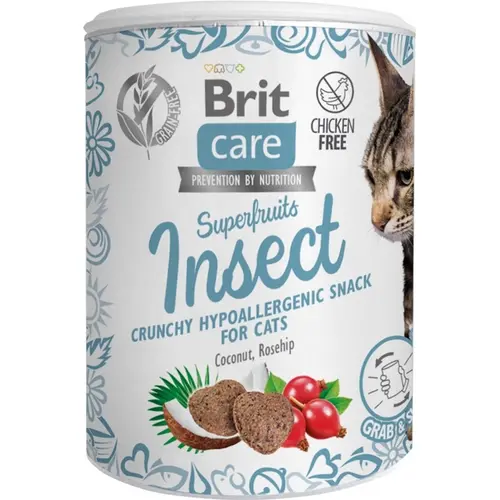 Brit Care Superfruits Insect Crunchy Snack ЛАСОЩІ Супер-преміум коти (з білком комах) 100 г