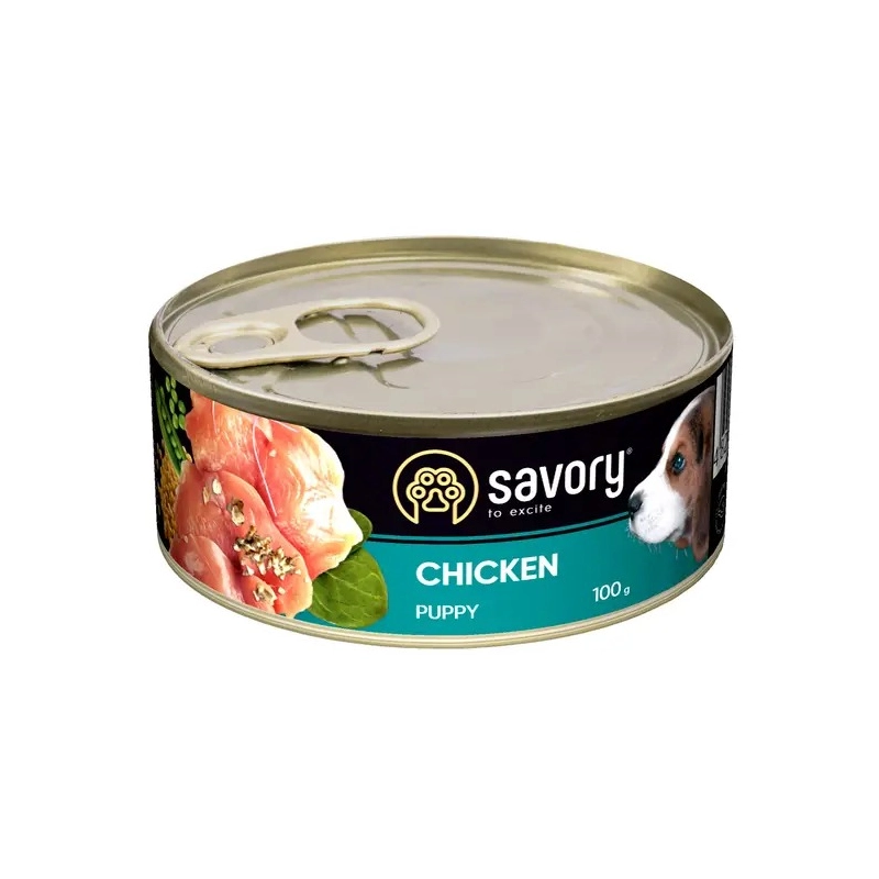 Savory Gourmand Puppy Chicken вологий повнораціонний корм для цуценят усіх порід 100 г - з куркою (4820232630532) 
