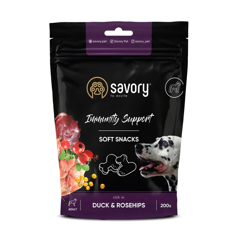 Savory Soft Snacks Duck & Rosehips ЛАСОЩІ Холістік собаки (для зміцнення імунітету) 200 г 