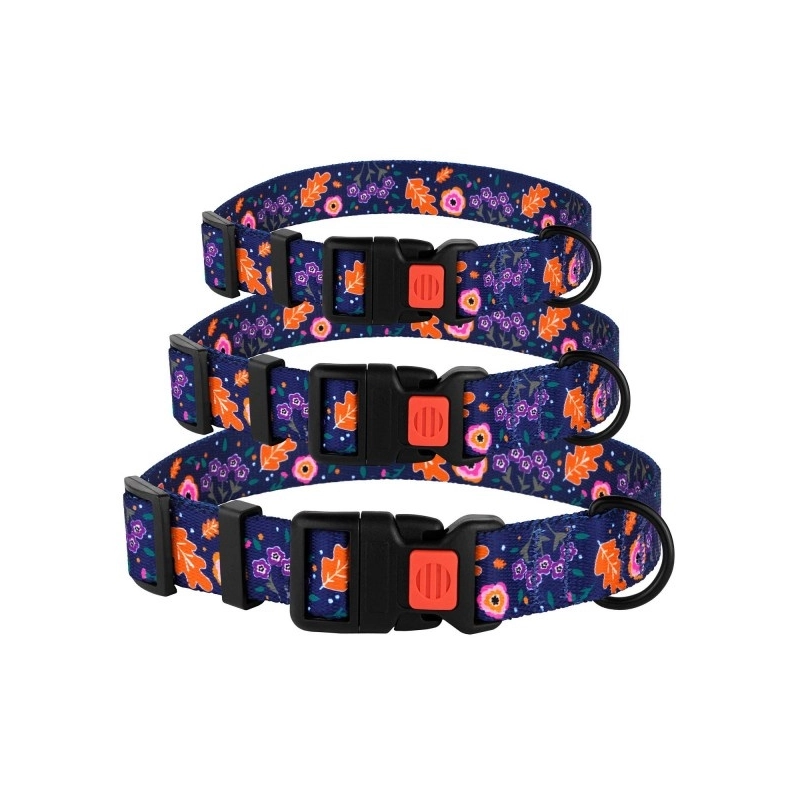 BronzeDog Urban Квіти нашийник для собак L - нейлоновий, синій (2800000004194)  - фото 2