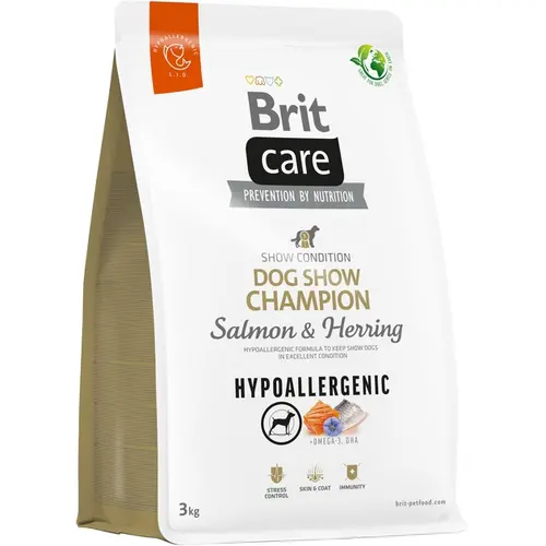 Brit Care Hypoallergenic SHOW CHAMPION СУХИЙ КОРМ Супер-преміум собаки (з лососем та оселедцем) 3 кг