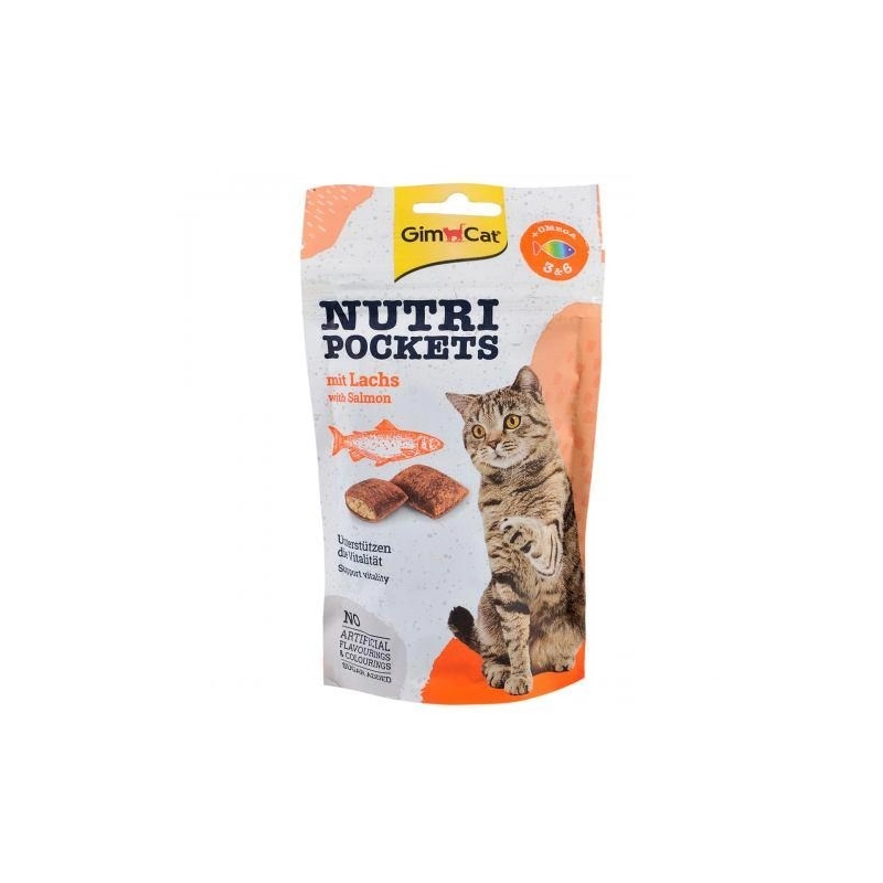GimCat Nutri Pockets ЛАСОЩІ Супер-преміум коти (з лососем та омегою 3 і 6) 60 г 