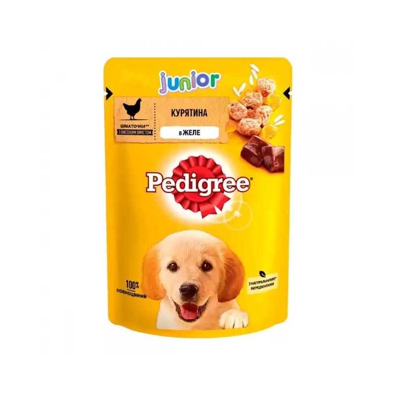 Pedigree Junior ВОЛОГИЙ КОРМ Економ цуценята (з куркою в желе) 100 г  - фото 1