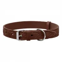 BronzeDog Classic нашийник для собак M - з тисненням Хвиля, шкіряний, коричневий (2007033047406) 