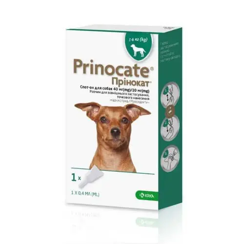 Prinocate краплі для собак 0.4 мл/1 піпетка - від бліх і кліщів, до 4 кг (3838989720742)