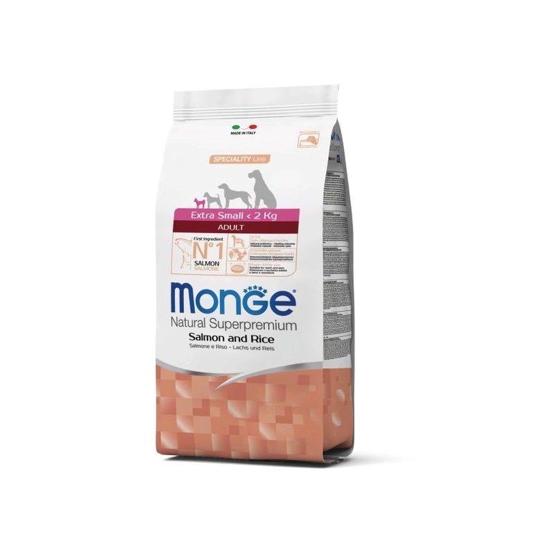 Monge Extra Small ADULT MonoProtein сухий корм для собак мініатюрних порід 800 г - з лососем та рисом (8009470011457) 