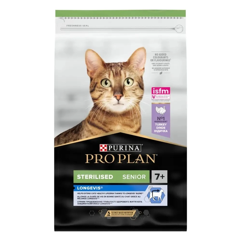 Purina Pro Plan Sterilised Senior 7+ Longevis сухой корм для стерилизованных кошек 1.5 кг - с индейкой (7613034989673)  - фото 5