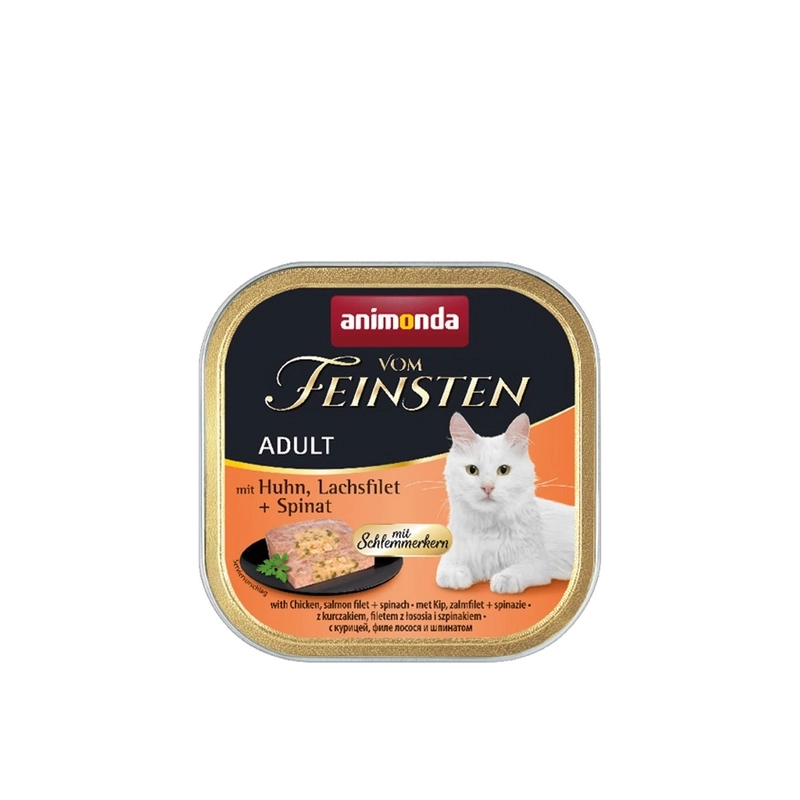 Animonda Vom Feinsten Adult вологий корм для котів 100 г - з куркою, лососем та шпинатом (4017721832618) 