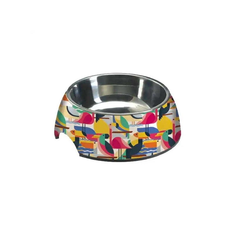Croci Milamine Toucan миска 0.40 л 24x24 см - нержавіюча, гумова основа, змінна чаша (8023222242302) 