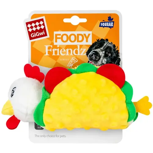 GiGwi Plush Friends Курячий Тако іграшка для собак 26 см - з пищалкою (4823089370101)