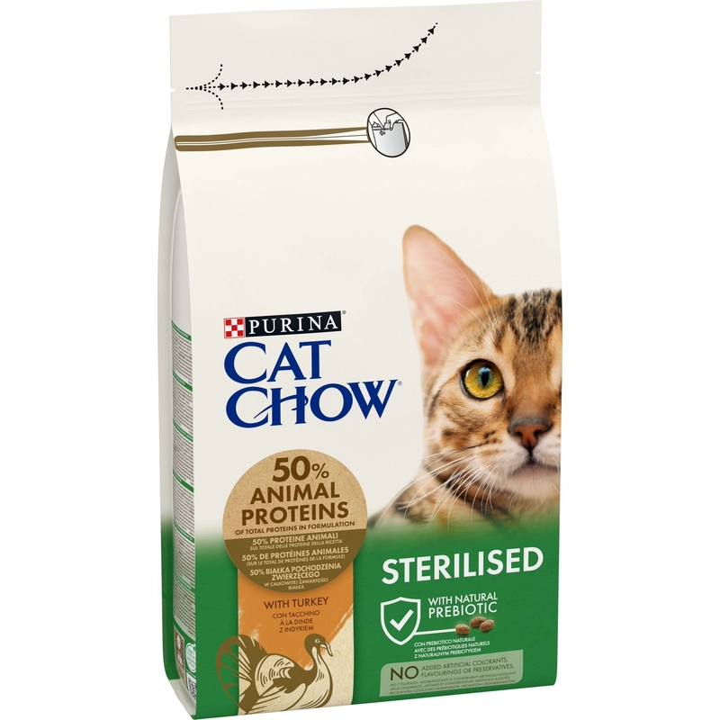 Cat Chow Sterilized сухой корм для стерилизованных кошек 1.5 кг - с индейкой (7613287329516) 