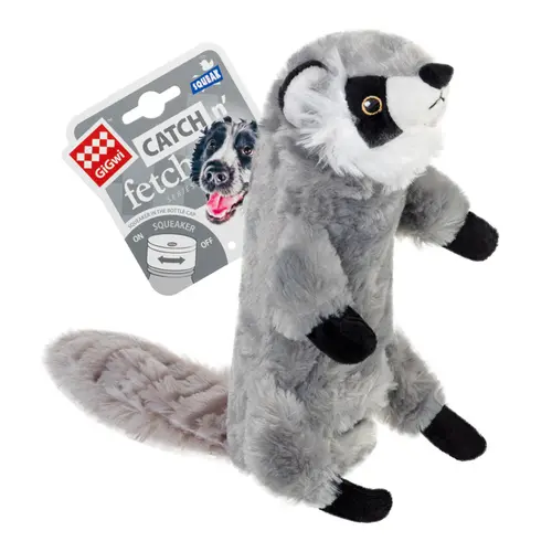 GiGwi Catch&Fetch Шкурка єнота іграшка для собак 51 см - з пляшкою з пищалкою (4823089351544)