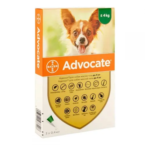 Bayer Advocate краплі для собак - від паразитів, до 4 кг (4007221037408)