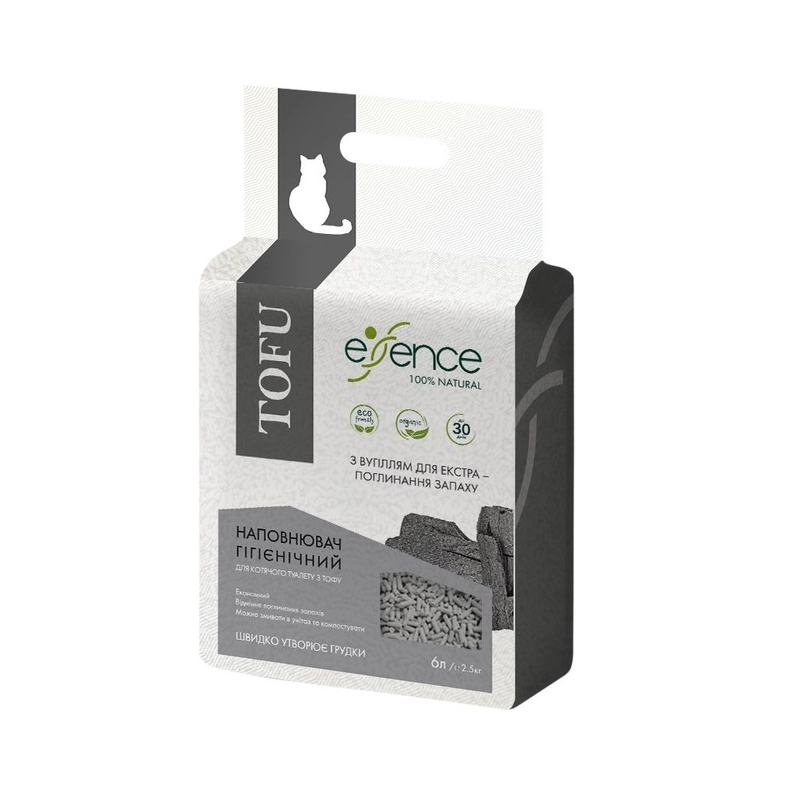 Essence Tofu наповнювач для котячого туалету 6 л - соєвий, з вугіллям (4820261920048) 