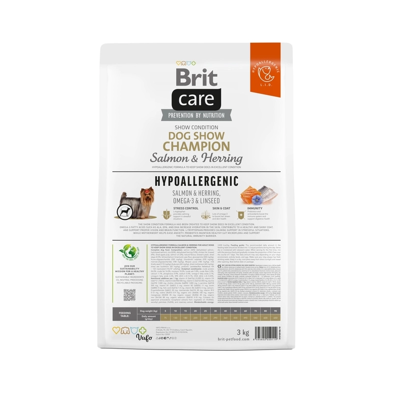 Brit Care Hypoallergenic SHOW CHAMPION СУХИЙ КОРМ Супер-преміум собаки (з лососем та оселедцем) 3 кг  - фото 5