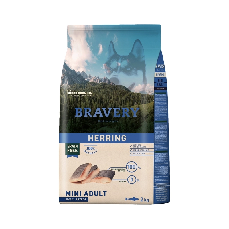 BRAVERY Grayn FREE HERRING MINI ADULT Small Breeds СУХИЙ КОРМ Холістік собаки дрібних порід (з оселедцем) 2 кг 