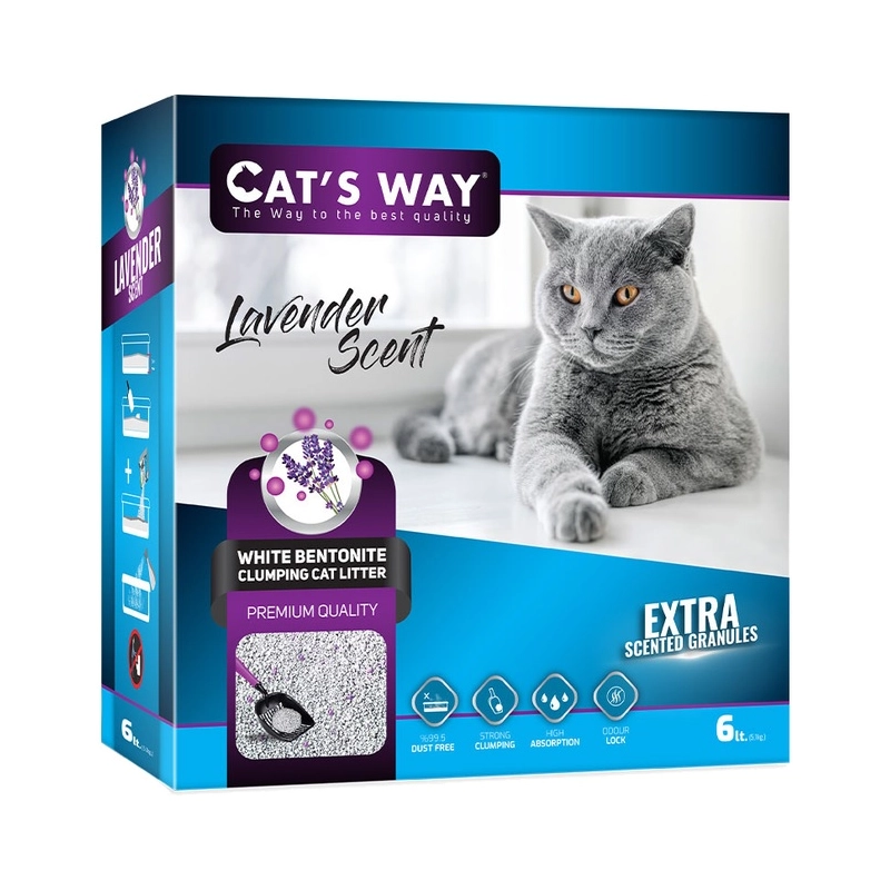 Cat's Way наповнювач для котячого туалету 6 л - бентонітовий, лаванда + фіолетові гранули (8682162004304) 