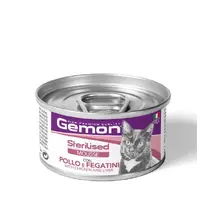 GEMON Mousse влажный корм для кошек 85 г - с курицей и печенью (8009470301039) 