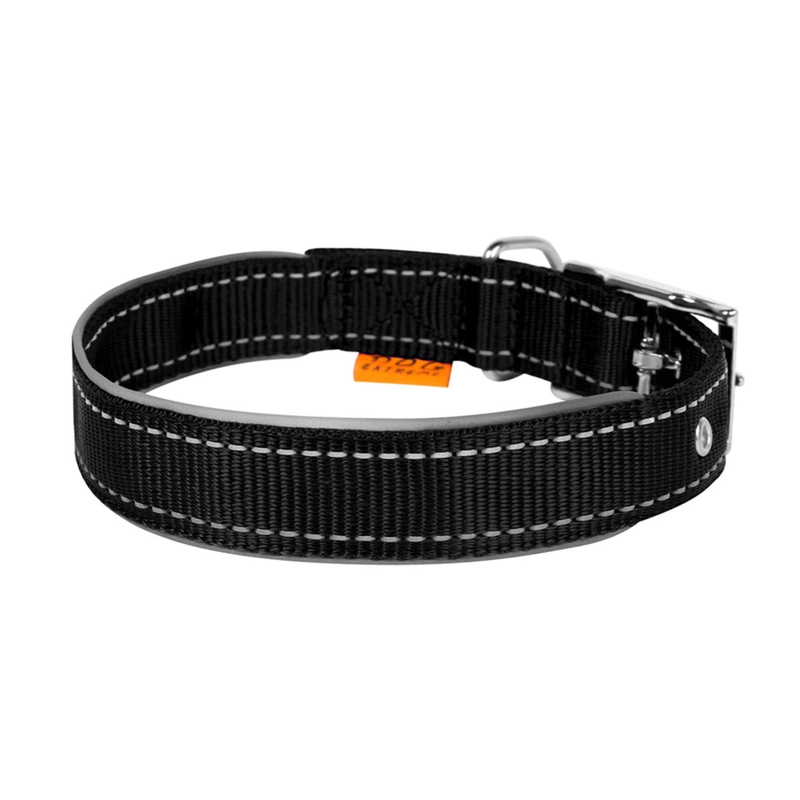 Dog Extreme нашийник для собак M - з світловідбиваючою вставкою, нейлоновий, чорний  - фото 1