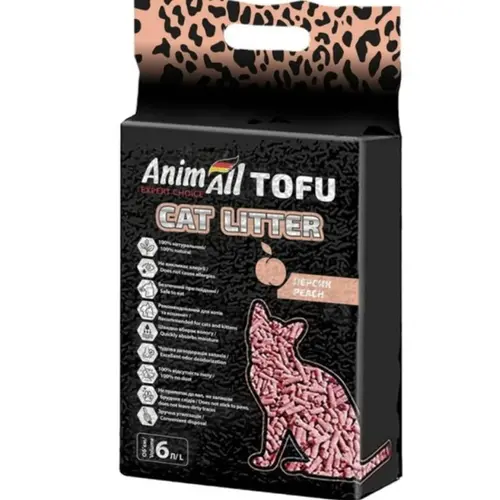 AnimAll Tofu наповнювач для котячого туалету 6 л - соєвий, з ароматом персика (4820224500362)