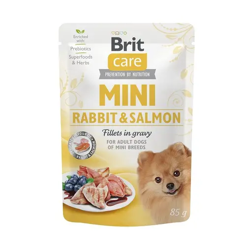 Brit Care MINI ADULT Rabbit & Salmon Fillets ВОЛОГИЙ КОРМ Супер-преміум собаки дрібних порід (з філе кролика та лосося) 85 г