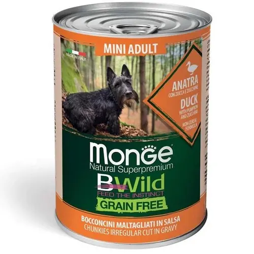Monge Dog Wet Bwild Grain Free Mini Adult влажный корм для собак 400 г - с уткой, тыквой и цукини (8009470012638)