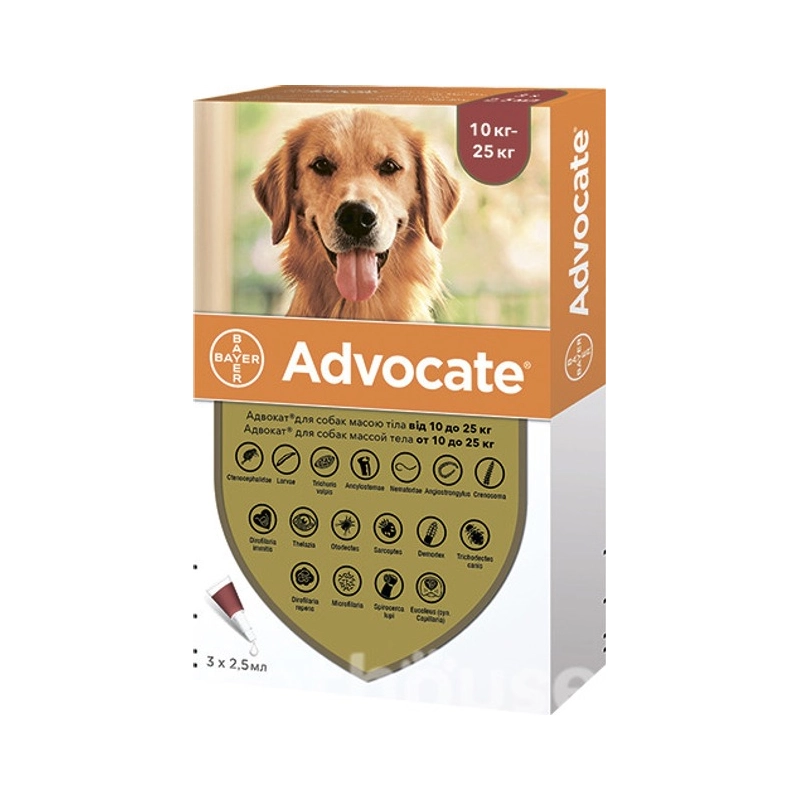 Bayer Advocate краплі для собак - від паразитів, 10-25 кг (4150007888968) 