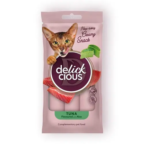 Delickcious Creamy Snack ЛАСОЩІ Premium коти (з тунцем та алое) 15 г