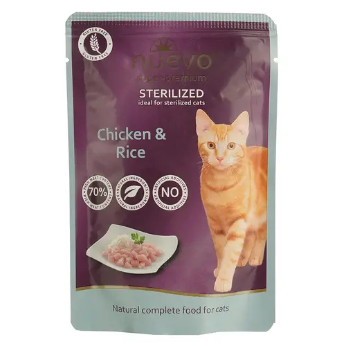 Nuevo Sterilised ВОЛОГИЙ КОРМ Premium коти (з куркою та рисом) 85 г