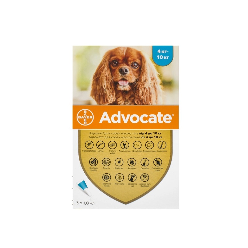 Bayer Advocate краплі для собак - від паразитів, 4-10 кг (4007221044437) 