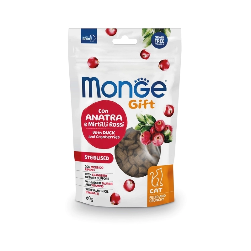 Monge Gift Sterilised ласощі для котів 60 г - з качкою та журавлиною (8009470085052) 