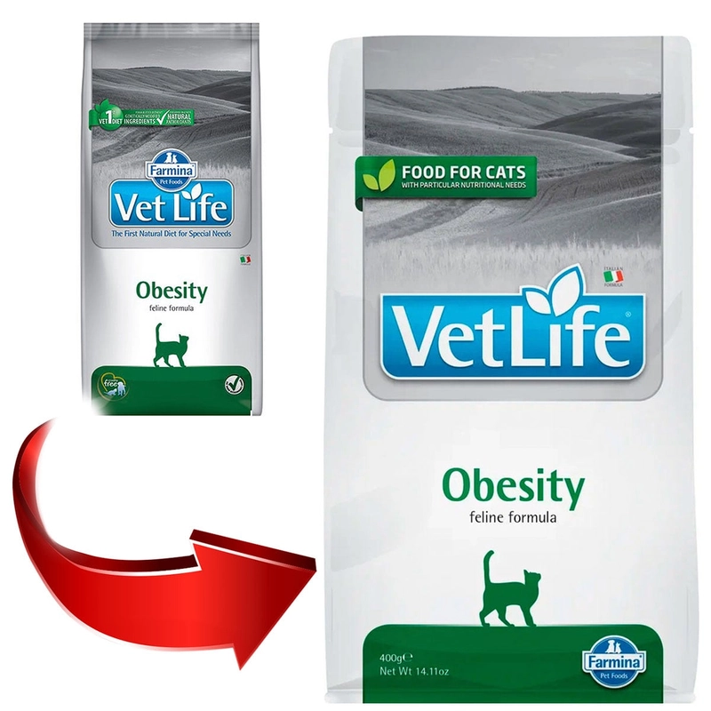 Farmina Vet Life Obesity сухий корм для котів для зниження зайвої ваги 400 г - з куркою (8010276025180)  - фото 3