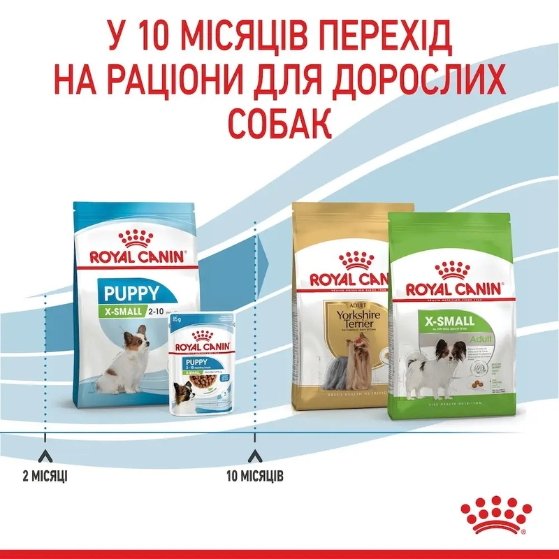 Royal Canin X-SMALL Puppy 2-10 Months With Poultry сухий корм для цуценят мініатюрних порід 0.5 кг - з домашньою птицею(3182550793568)  - фото 4