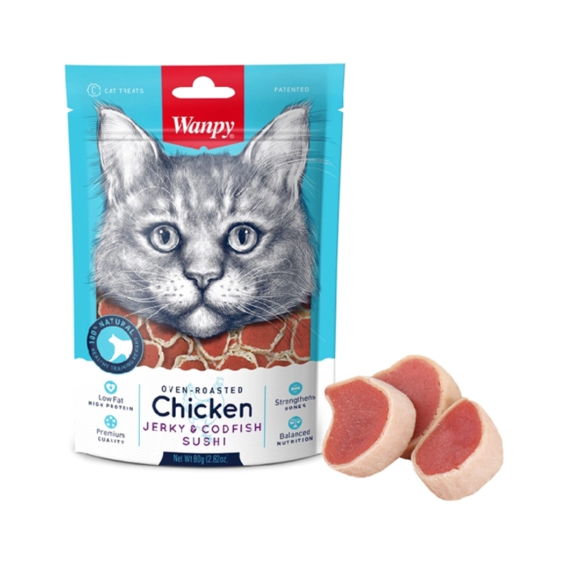 Wanpy Chicken Jerky&Codfish Sushi ЛАСОЩІ Premium коти (суші) 80 г 