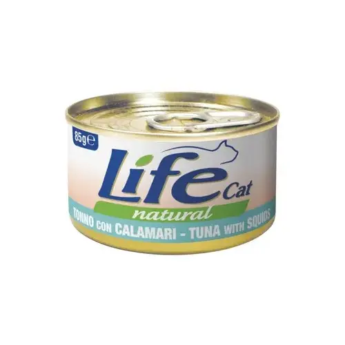 Lifecat Natural ВОЛОГИЙ КОРМ Супер-преміум коти (з тунцем та кальмаром) 85 г
