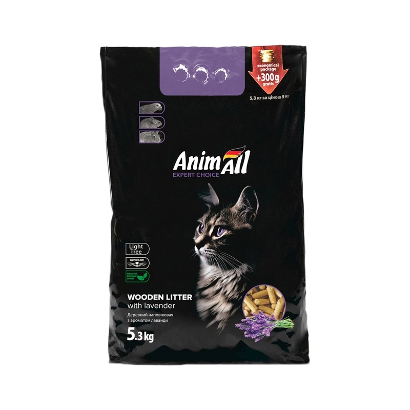 AnimAll наповнювач для котячого туалету 5.3 кг - деревний, з ароматом лаванди (4820224500874) 