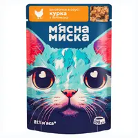 М'ясна Миска ШМАТОЧКИ В СОУСІ Економ коти (з куркою та печінкою) 100 г 