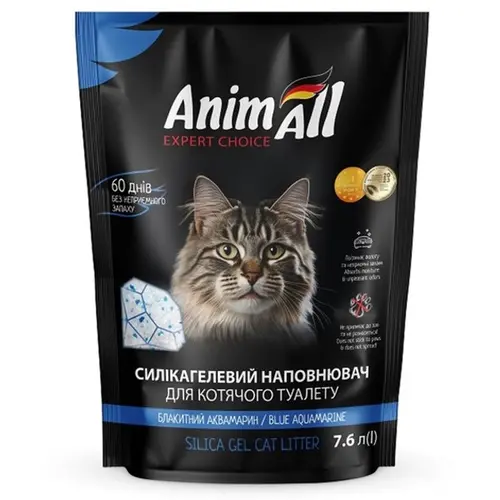 AnimAll Блакитний Аквамарин наповнювач для котячого туалету 7.6 л - силікагелевий (2000981045395)