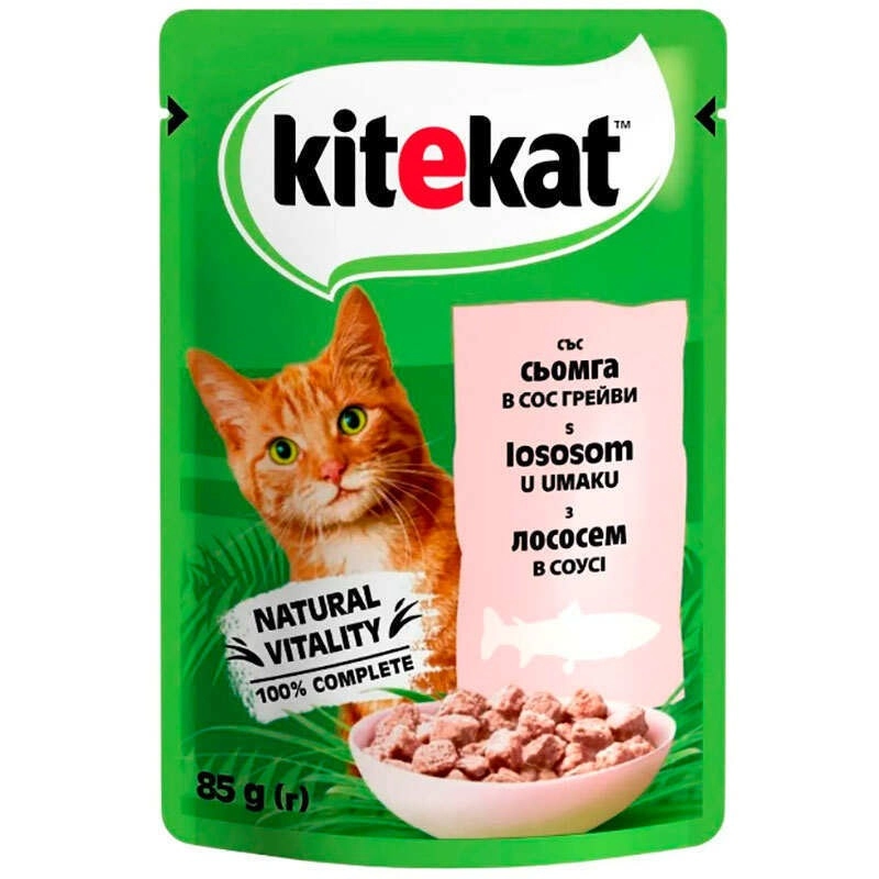 Kitekat влажный корм для кошек 85 г - с лососем в соусе (5900951307348) 