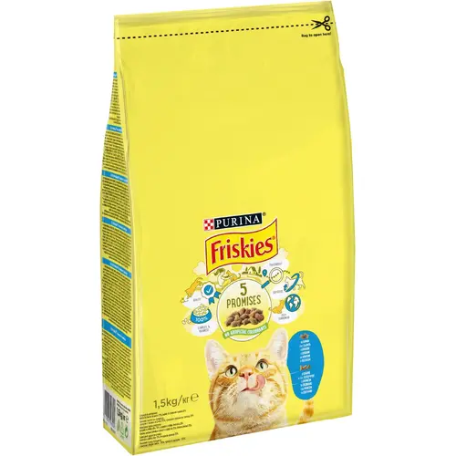 Friskies сухий корм для котів 1.5 кг - з лососем та овочами (7613033923562)