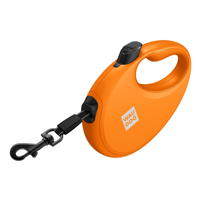 WAUDOG R-leash повідець-рулетка світловідбиваюча для собак S - до 12 кг, з контейнером для пакетів, помаранчевий (4823089360393)  - фото 3