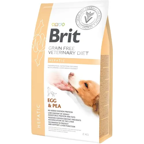 Brit VETERINARY DIETS Grain-Free HEPATIC Egg & Pea СУХИЙ КОРМ Холістік собаки (при печінковій недостатності) 2 кг